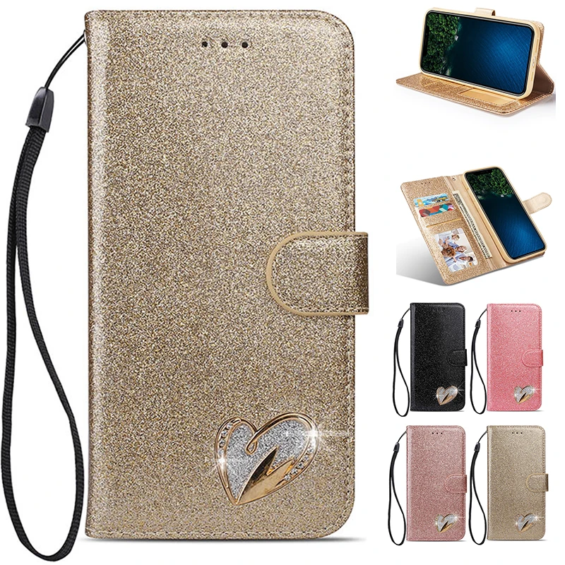 For IPhone 16 15 14 Plus 13 12 11 Pro MAX MINI X XR XS Wallet Case Glitter 7 8 Plus Clamshell High-end Mobile Phone Case