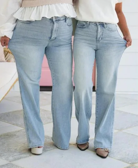 กางเกงยีนส์กางเกงผู้หญิงกางเกงยีนส์ขากว้างยาวกางเกงเอวสูงตรงกางเกงY2k Streetwear Elegant Spliceทํางานฤดูร้อน 2025