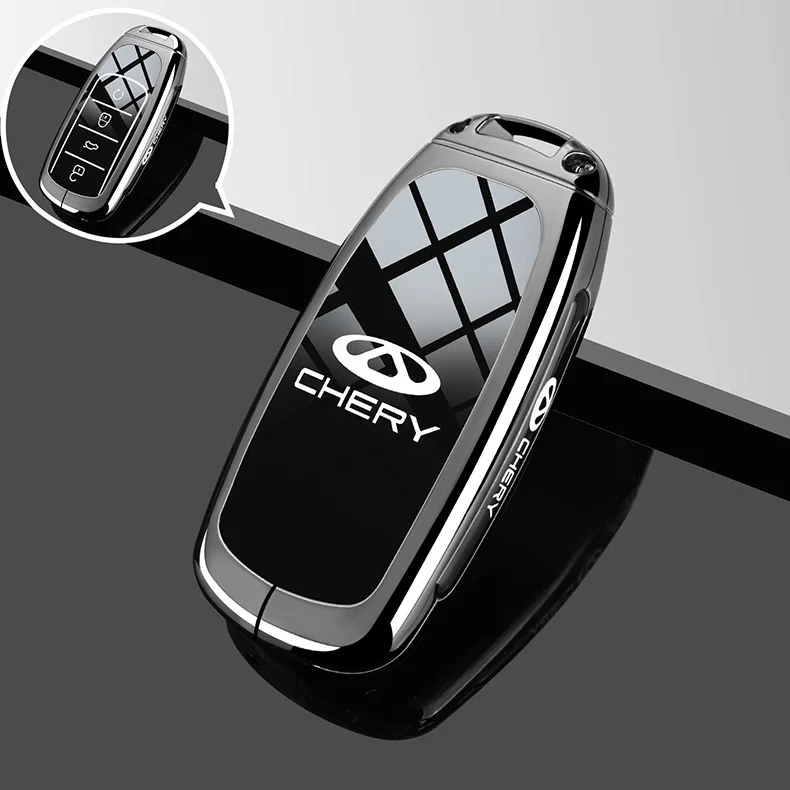 Autoschlüsseletui aus Zinklegierung für Chery Tiggo 7 Pro 8 9 Plus 2024 2025 Schlüsselanhänger Fernbedienung Abdeckung Shell Gehäuse Ringhalter Fob Zubehör – Detail 5