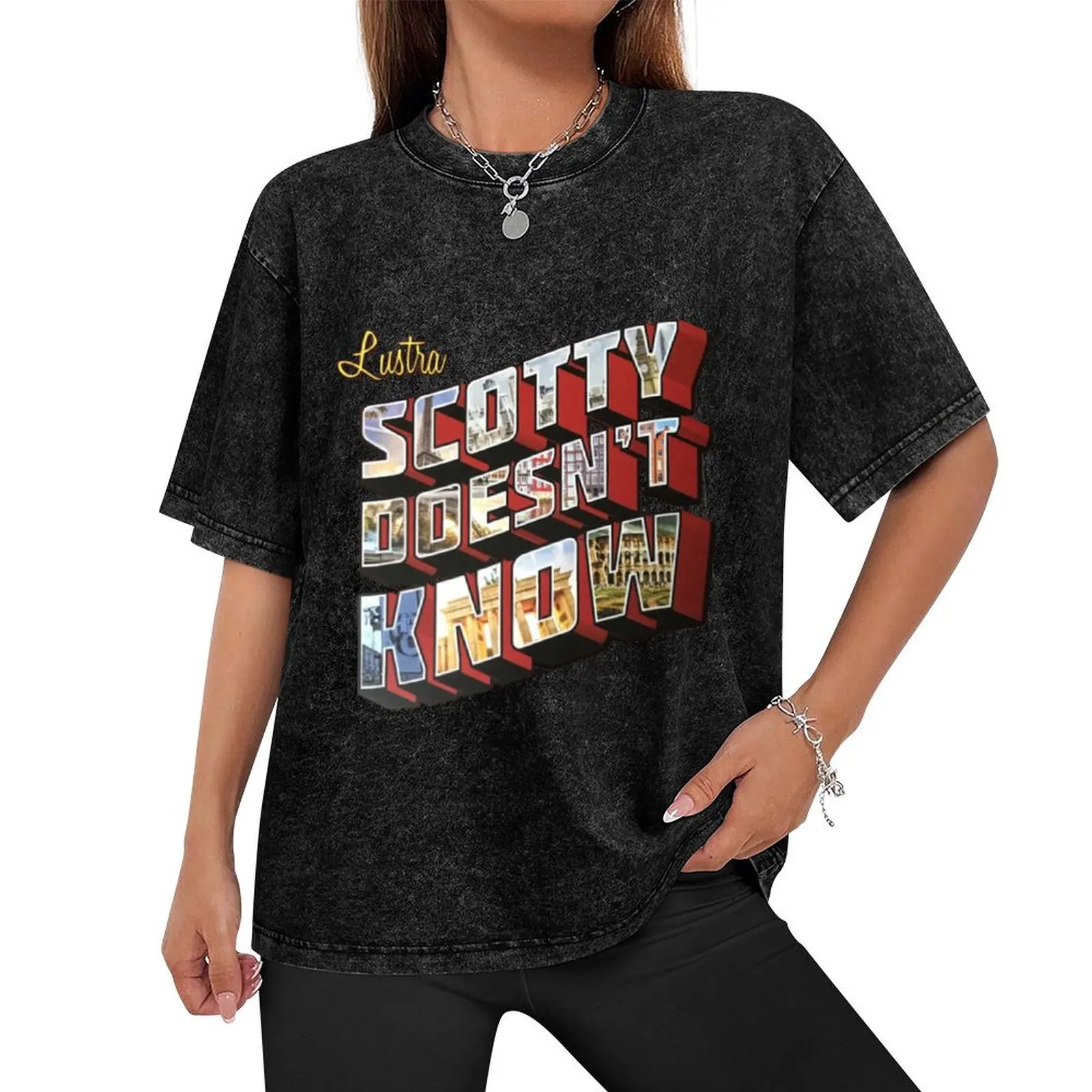 Lustra Scotty Doesn't Know T-Shirt customizeds summer top anime tshirt vintage plus size men clothing