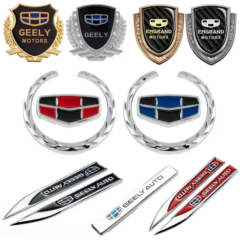 Metalen Auto Stickers Spatbord Zijde Achterste Staart Badge Voor Geely Ck Atlas Boyue Binyue Gx2 Binray Ex7 Gx3 Emgrand Ec7 Ec8 Coolray