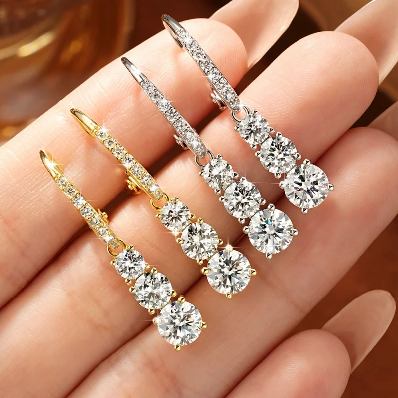 Anziw 3-Stein D-Farbe Moissanit Tropfenohrringe Hypoallergene 14K Goldfilled Ohrringe Geburtstagsgeschenk für Frauen Zertifiziert – Detail 7