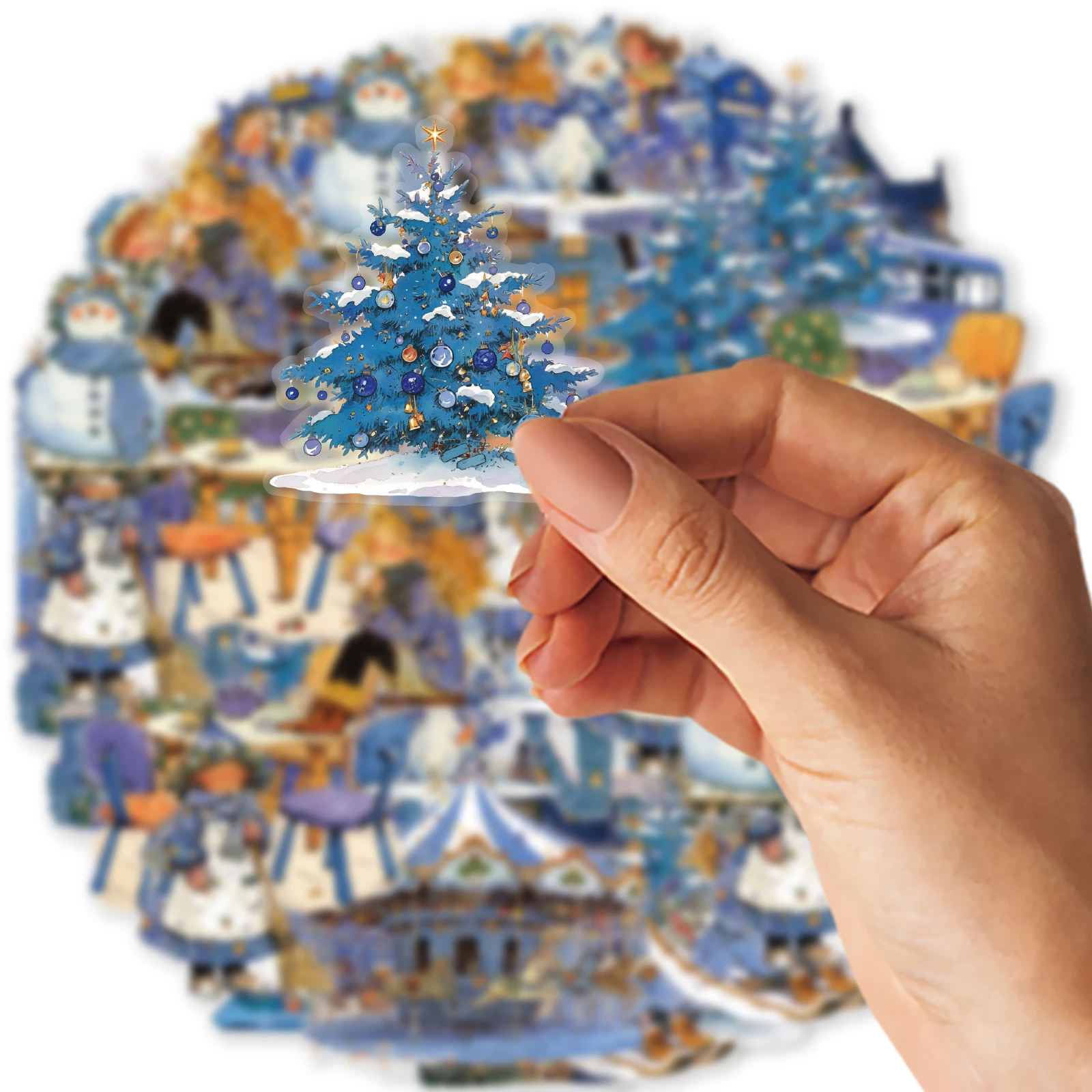 Winter Scene PET Stickers Pack, 15pcs for Laptops, Phone Cases, Suitcases, Scrapbooking DIY Decorations, Stationery Supplies