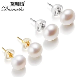 Boucles d'oreilles perle d'eau douce naturelle pour femme, véritable argent regardé 925, perle blanche de culture, boucle d'oreille bijoux, vente en gros