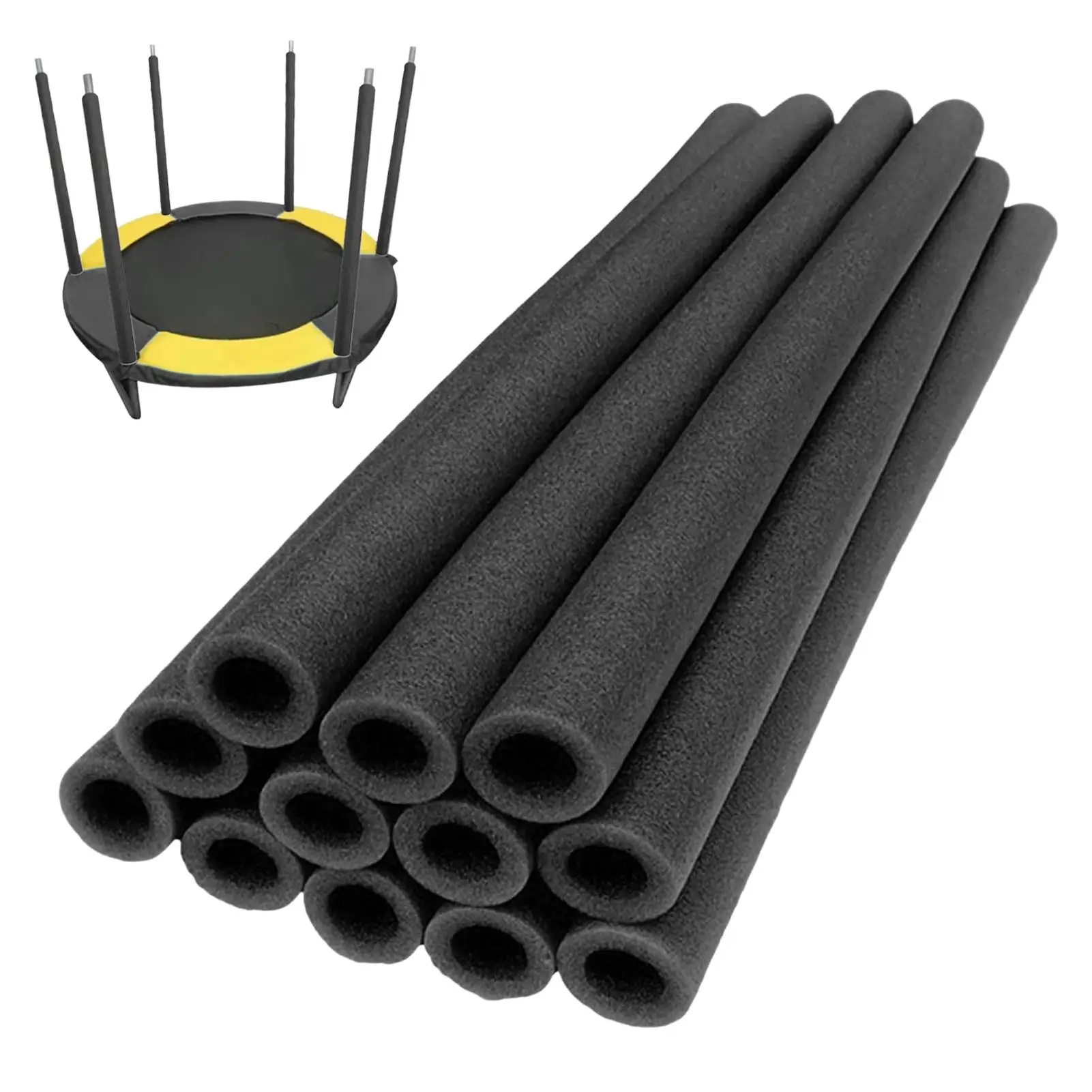 12 Uds cubierta de poste de trampolín 40cm tubo redondo cubierta de espuma de trampolín impermeable relleno de tubo de trampolín pieza de repuesto azul negro