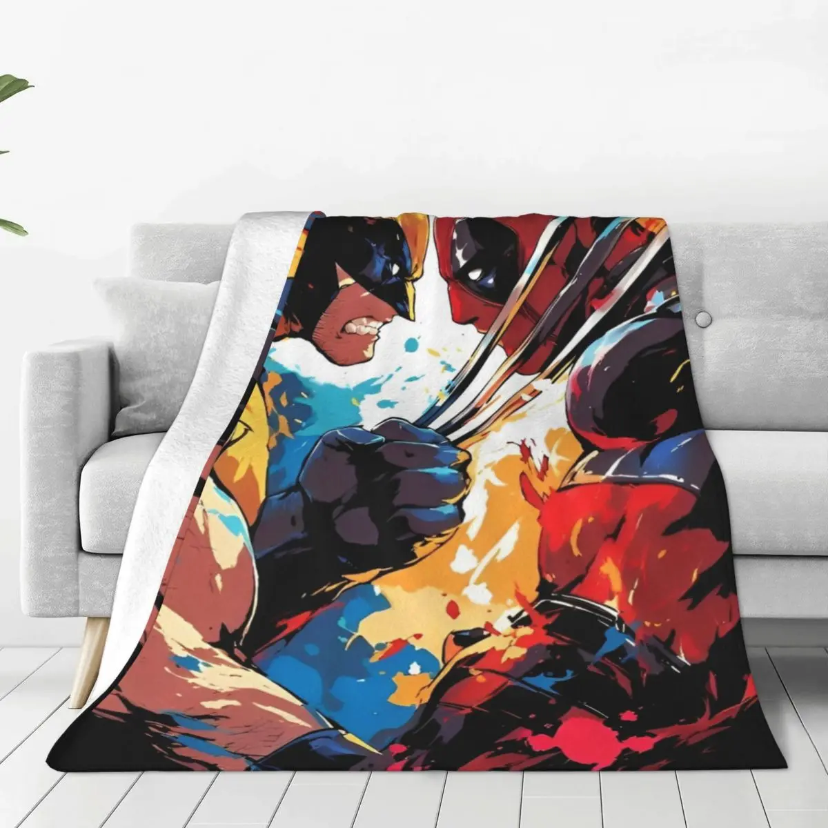 Marvel Deadpool & Wolverine Blanket Quality Soft Throw Blanket Winter Travel Office Bedroom Novelty Bedspread