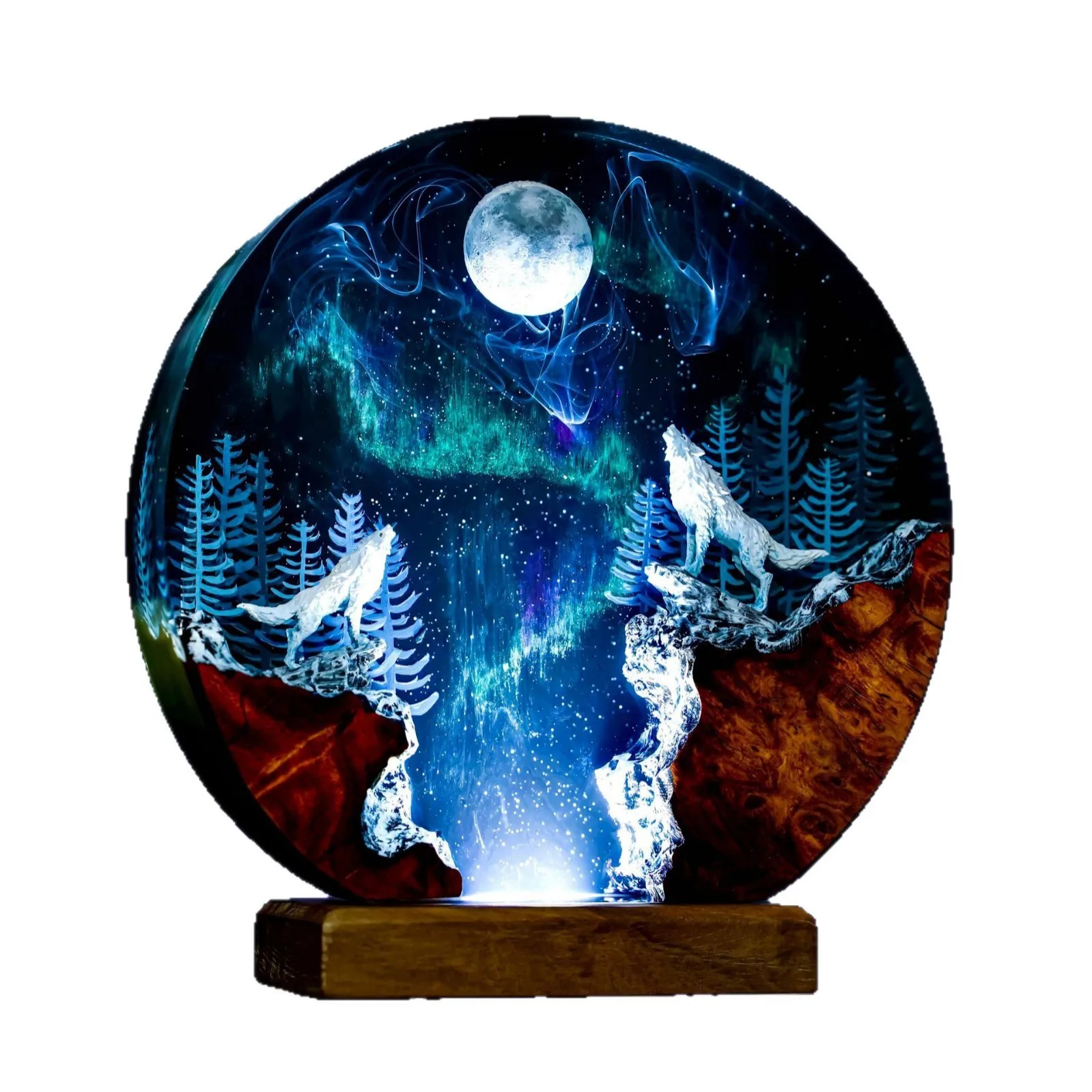 5.9X5.5 Inches Galaxy Snow Wolf Star Creative Art Luminous Sculpture Home Atmosphere Decoration Crafts Unique Gifts