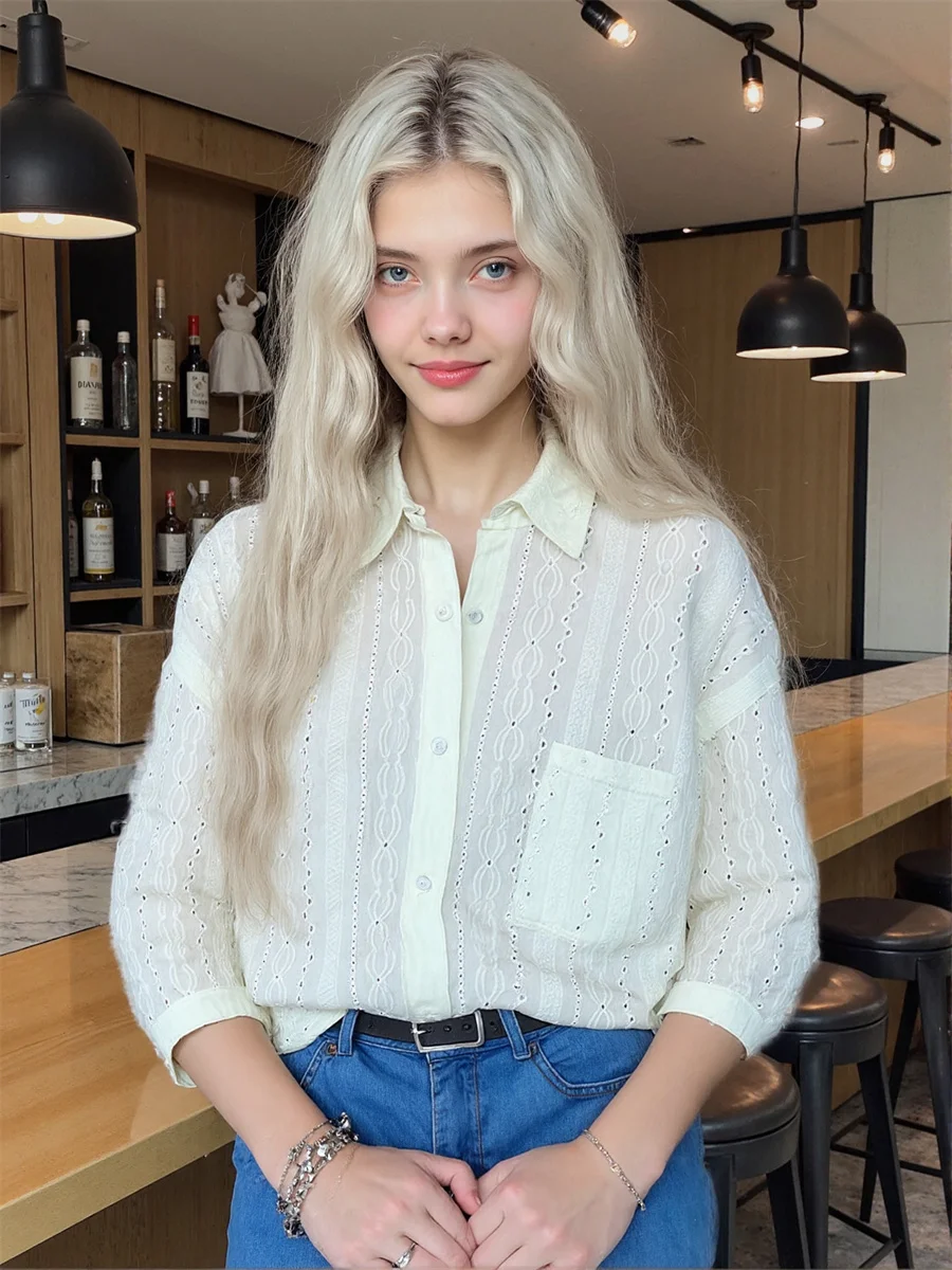 

Short Sleeve Plus Size Clothes Women Summer Shirt Classic Style Striped Vertical Line Print Button Front Casual Simple Basic