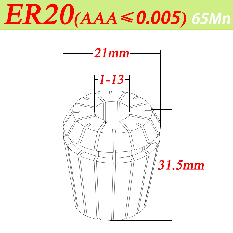 Imagem -03 - Precisão Primavera Collet Eixo da Máquina de Gravura Adequado Cnc Usinagem Centro Grampo Aaa Er20 Er20 Inner Bore 1.016 mm Er20 Alta