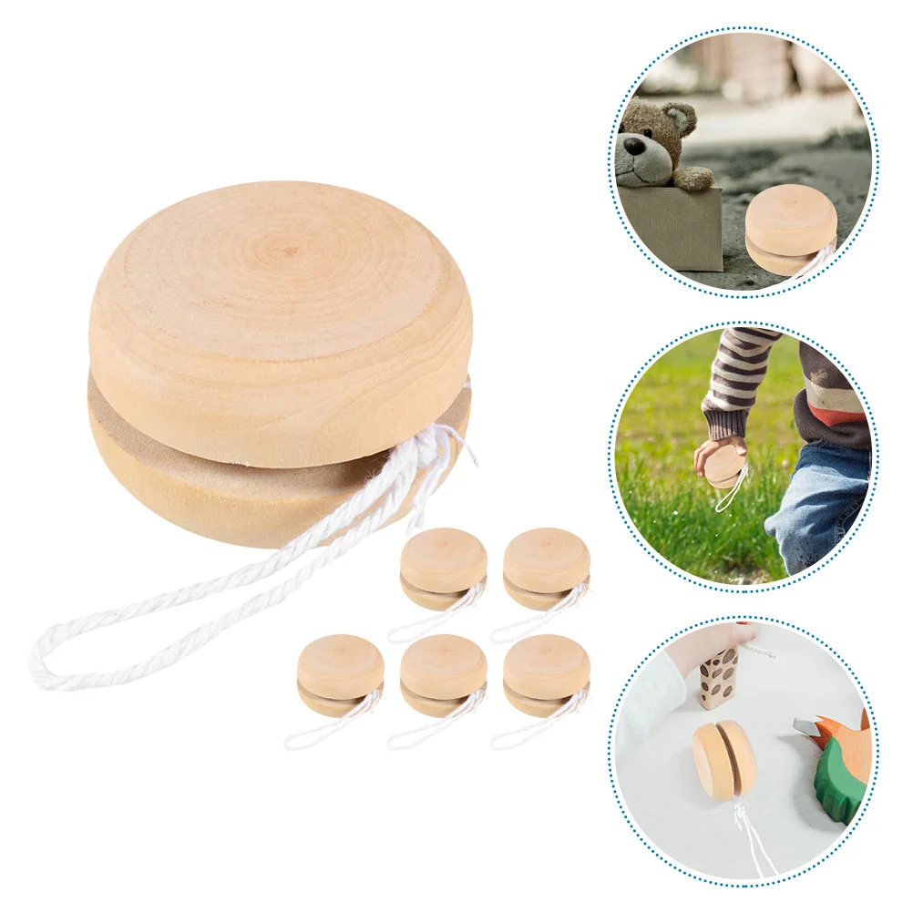 

6 Pcs Yoyo Drawing Yo-Yo Balls Cognitive Playthings Blank Mini Kid Wooden Toys Child