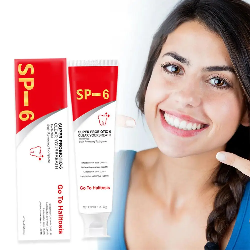 

SP-6 Probiotic Whitening Stain Removal Toothpaste Freshens Breath Improves Yellow Teeth Probiotic Toothpaste Fresh Care