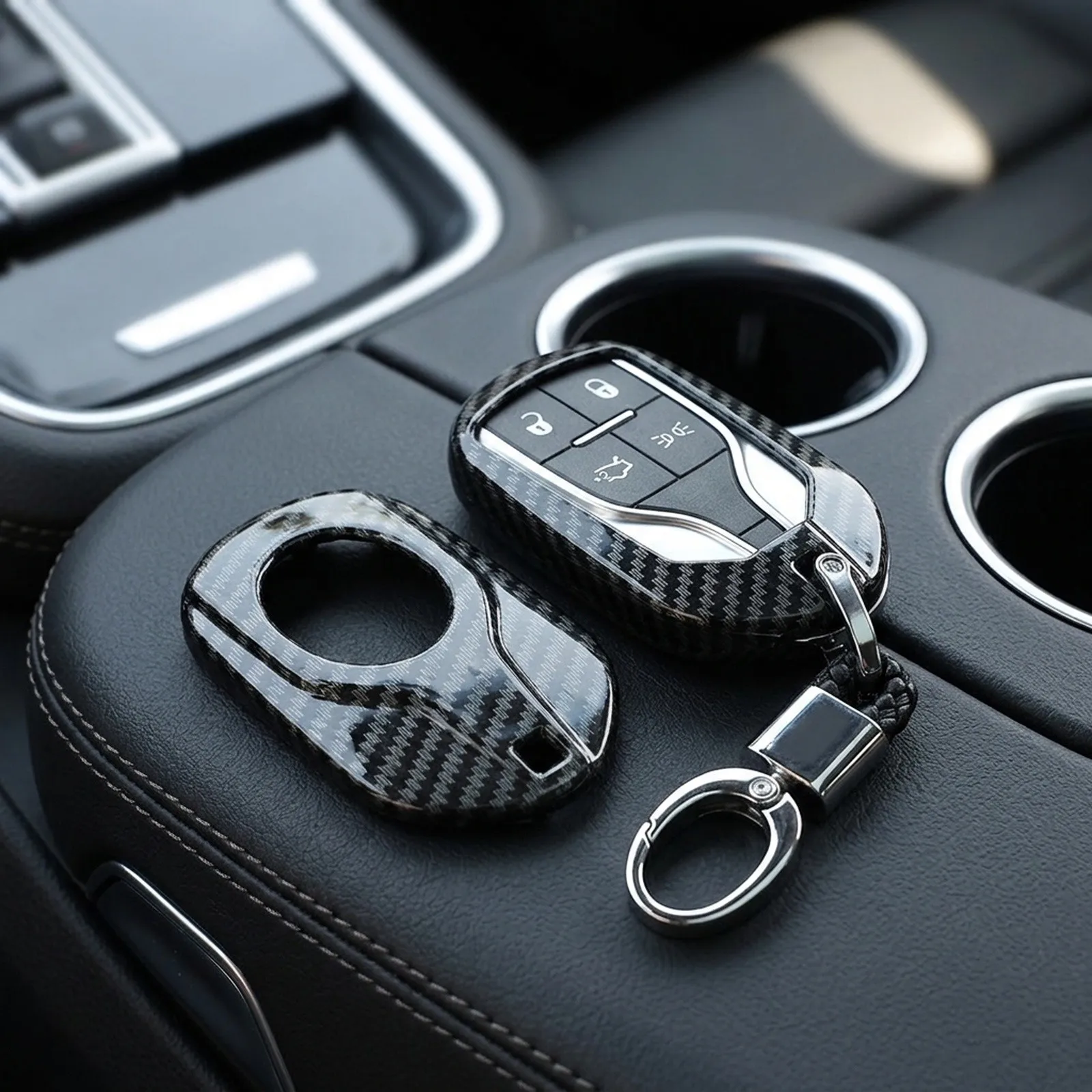 Key Cover Case Chain for Maserati for ghibli Levante Carbon Fiber Style Protection for Your Key Key Cover Case