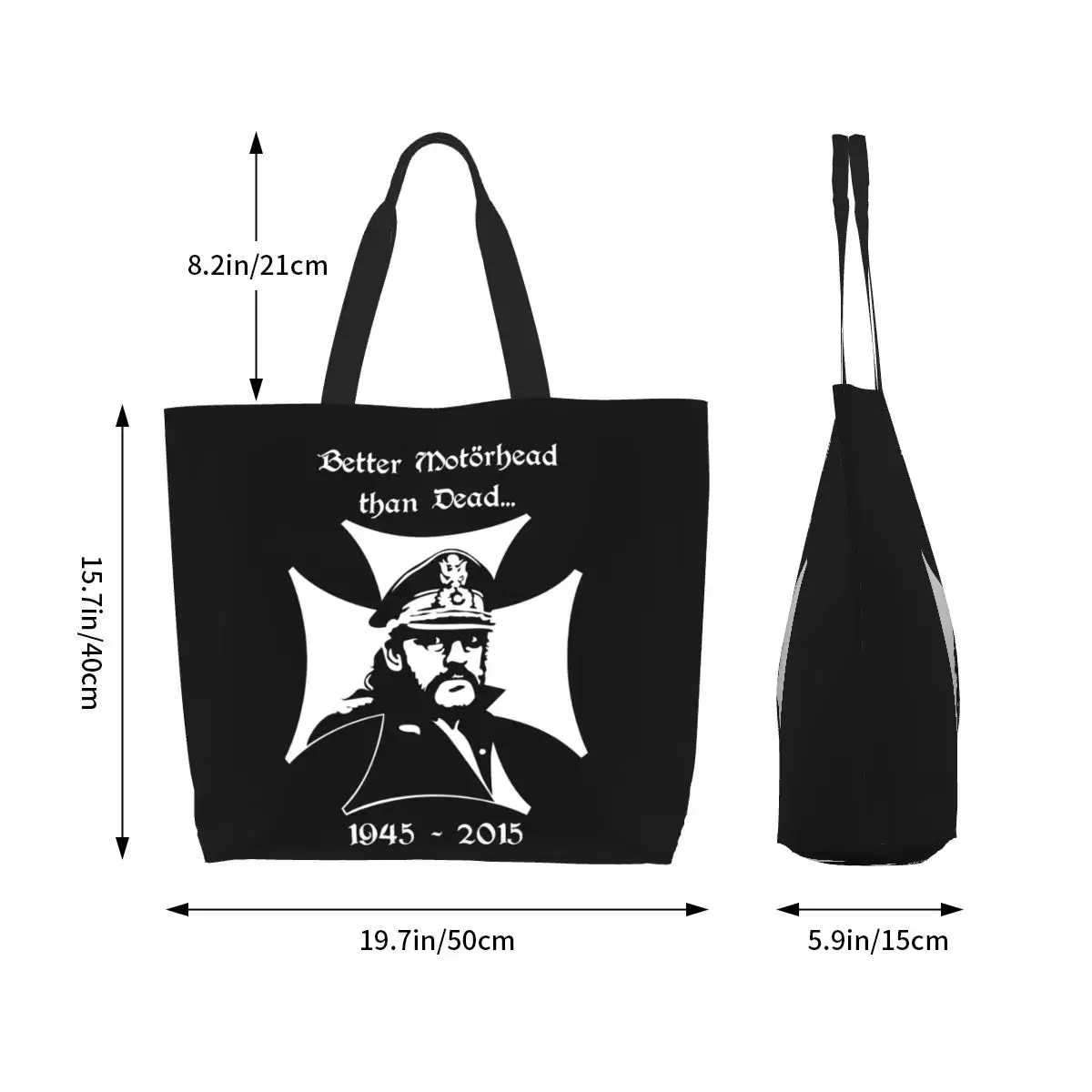 T-shirt-lemmy-s-tribute Groceries Shopping Bags Custom Print Canvas Shopper Shoulder Tote Bag Big Capacity Portable Handbag