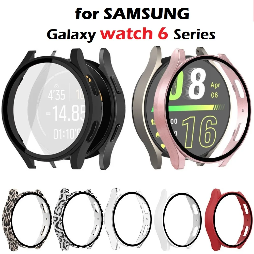 

30PCS PC Cover for Samsung Galaxy Watch 6 40mm 44mm Smartwatch Hard Bumper Tempered Glass Screen Protector Protective Case