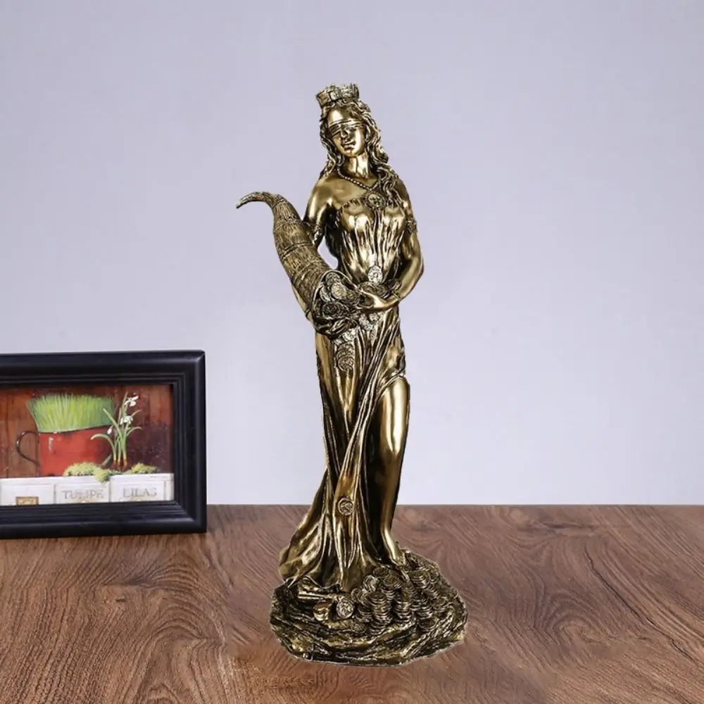 Kreative handgeschnitzte Statue zur Reichtumgöttin, exquisite Retro-Stil griechische Göttin, Ornament, Kunstharz, Handwerk, glücklicher Reichtum, Statue, Büro