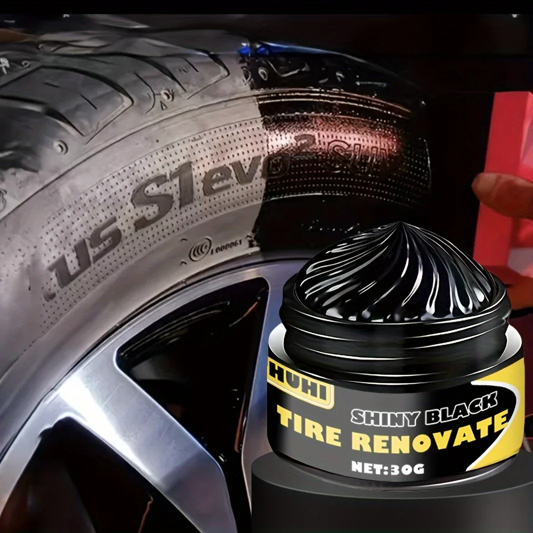 Black Shiny Tire Wax Durable Long-Lasting Protection Repair for All Tires Prevents Cracks Whitens - Auto Tire Care Product
