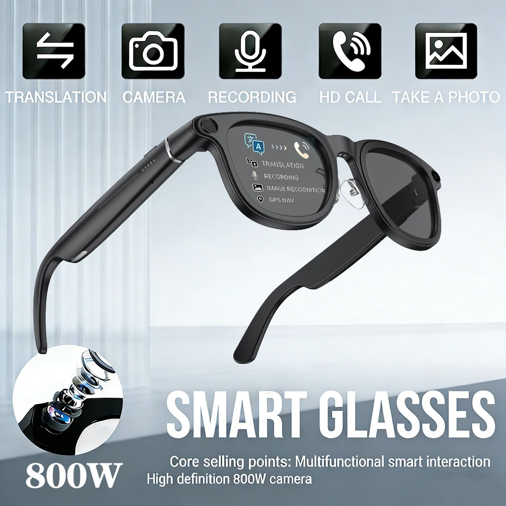 

Новые умные очки-камера 2026 года: фото 800 МП, запись видео 1200P HD, Bluetooth 5.3, голосовой помощник с ИИ, синхронный перевод
