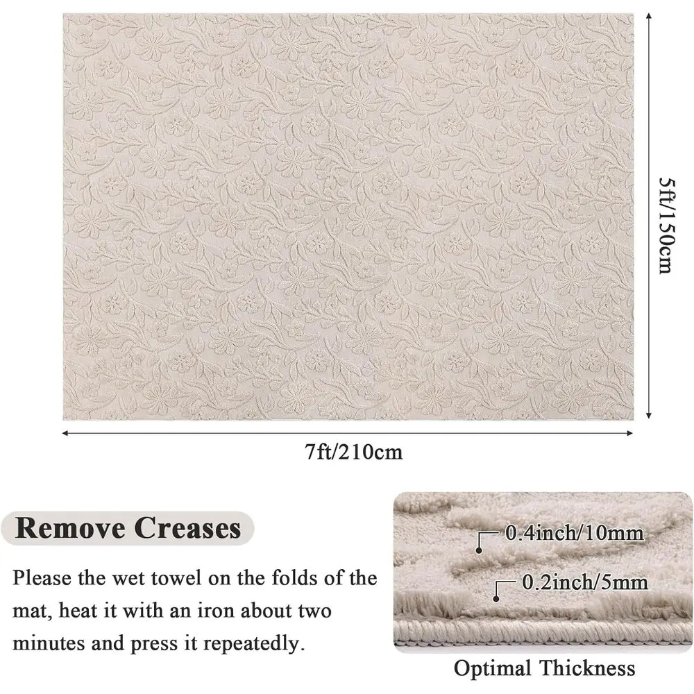 5x7 Area Rug, Washable Shaggy Boho Accent Throw Carpet for Bedroom, Living Room, Nursery and Dining Room, Beige