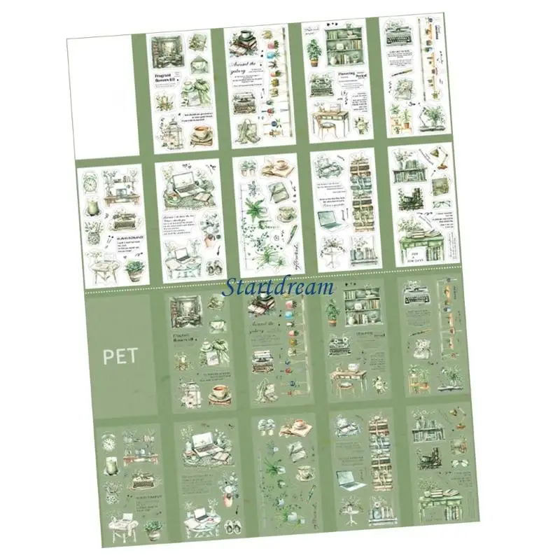 Scène décoratif Autocollant PET Sticker Aesthic Scrapbook Sticker Paper pour Craft K92C