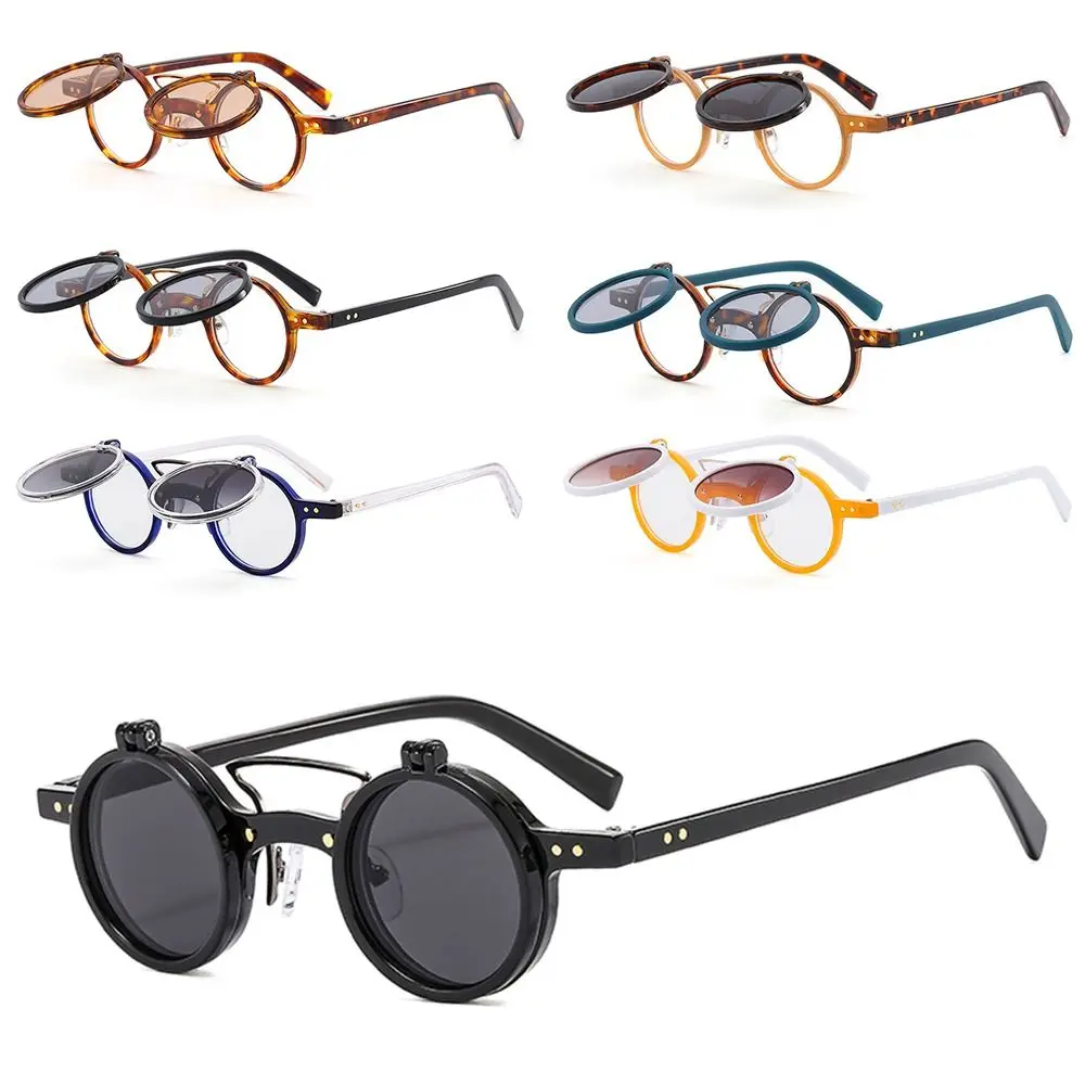 

Fashion Double-layer Vintage Steampunk Flip-Up Sunglasses Punk Eyeglasses Flip Lens Small Round Sun Glasses
