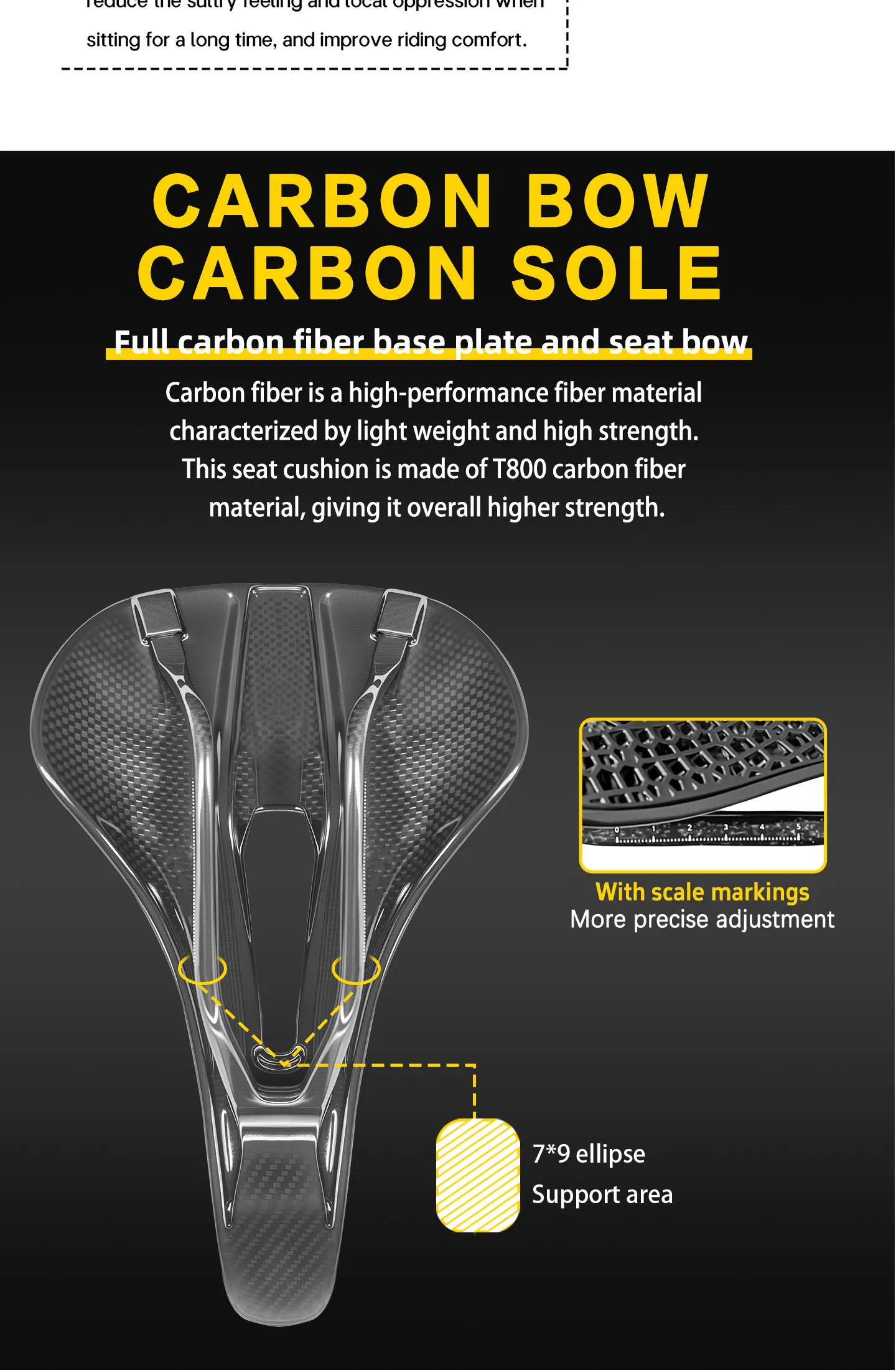 Plselis Vollcarbon-Sitzkissen, 3D-gedrucktes Sitzkissen, Rennrad-Sitzkissen, Fahrrad-Sitzkissen, Ergonomie – Detail 8