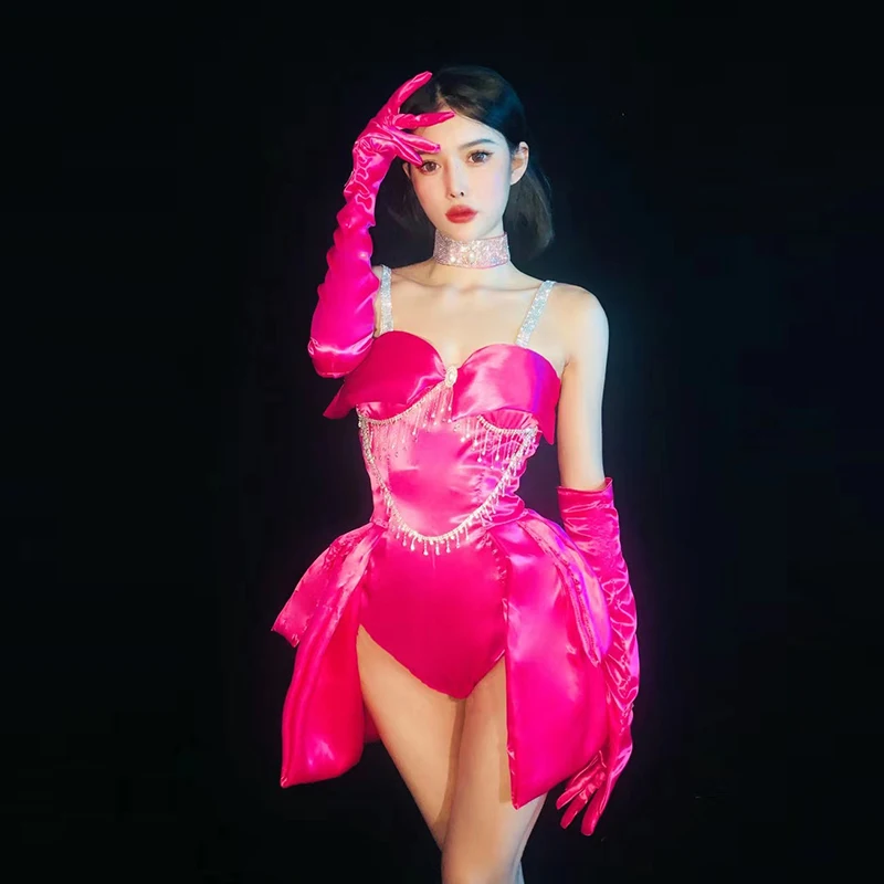 Kostium do tańca Gogo w klubie nocnym, body z frędzlami i dżetami, damski strój do tańca na rurze, ubranie sceniczne dla piosenkarki i tancerki yj932