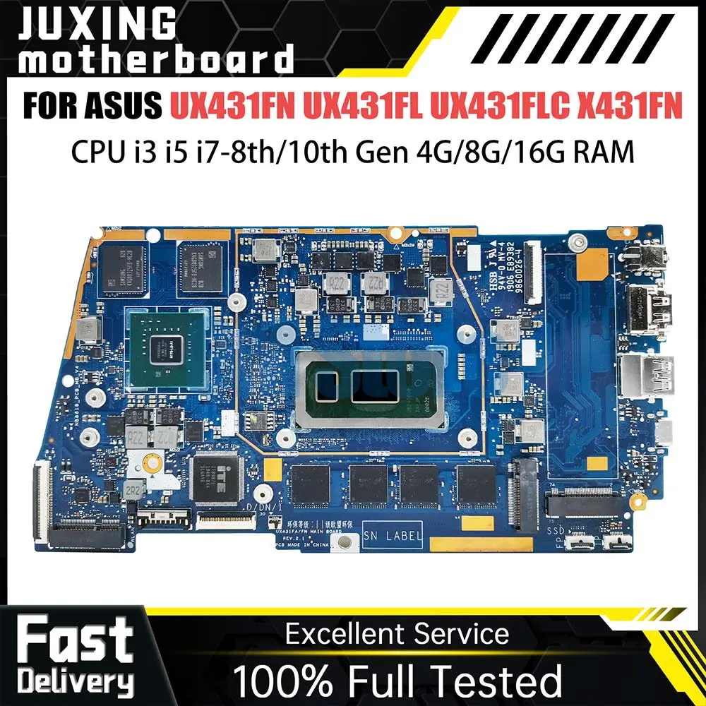 Notebook Mainboard For ASUS UX431FLC UX431FN UX431FL BX431FN RX431FN Laptop Motherboard I3 I5 I7 8th 10th Gen 4G 8G 16GB RAM