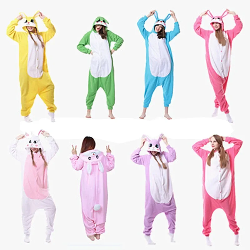 بيجامة حفلات جميلة للجنسين ملابس نوم دافئة للبالغين أزياء تنكرية على شكل أرنب Kigurumi ملابس منزلية