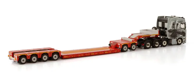 Alloy Model Gift 1:50 Scale SCA-NIA 8X4 Axle Tractor,Euro Low Board Trailer Transport Truck Vehicle Diecast Toy Model,01-3681