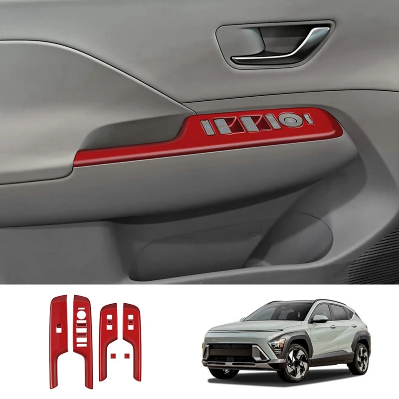 

Car Door Armrest Cover Panel For Hyundai KONA 2024+ Window Glass Lift Switch Button Trim Frame