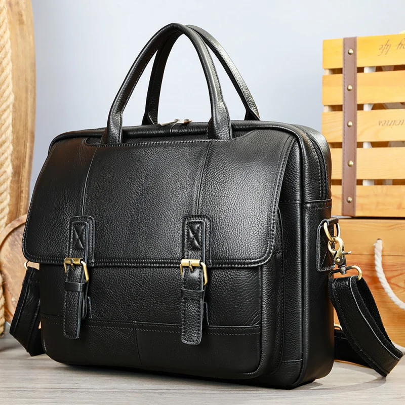 cross-border leather men's bags from Europe and America. Men's briefcases. Men's retro top-grain cowhide business handbags