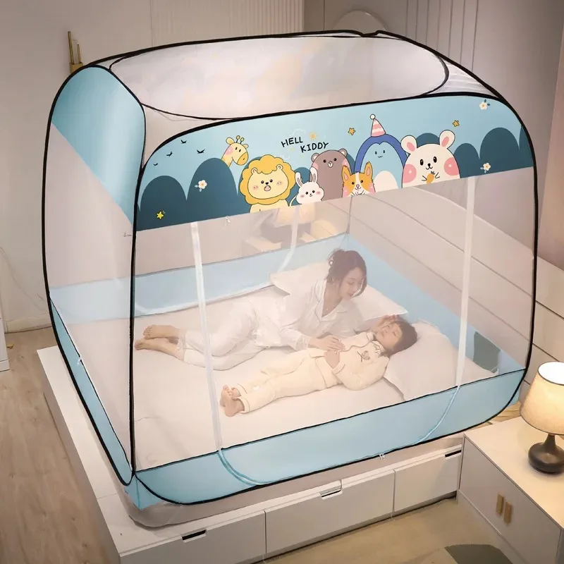 

Bed Room Decoration Bed Tent Mosquito Net No Installation Required Yurt Mosquito Net Three-door Design Flat Roof Foldable