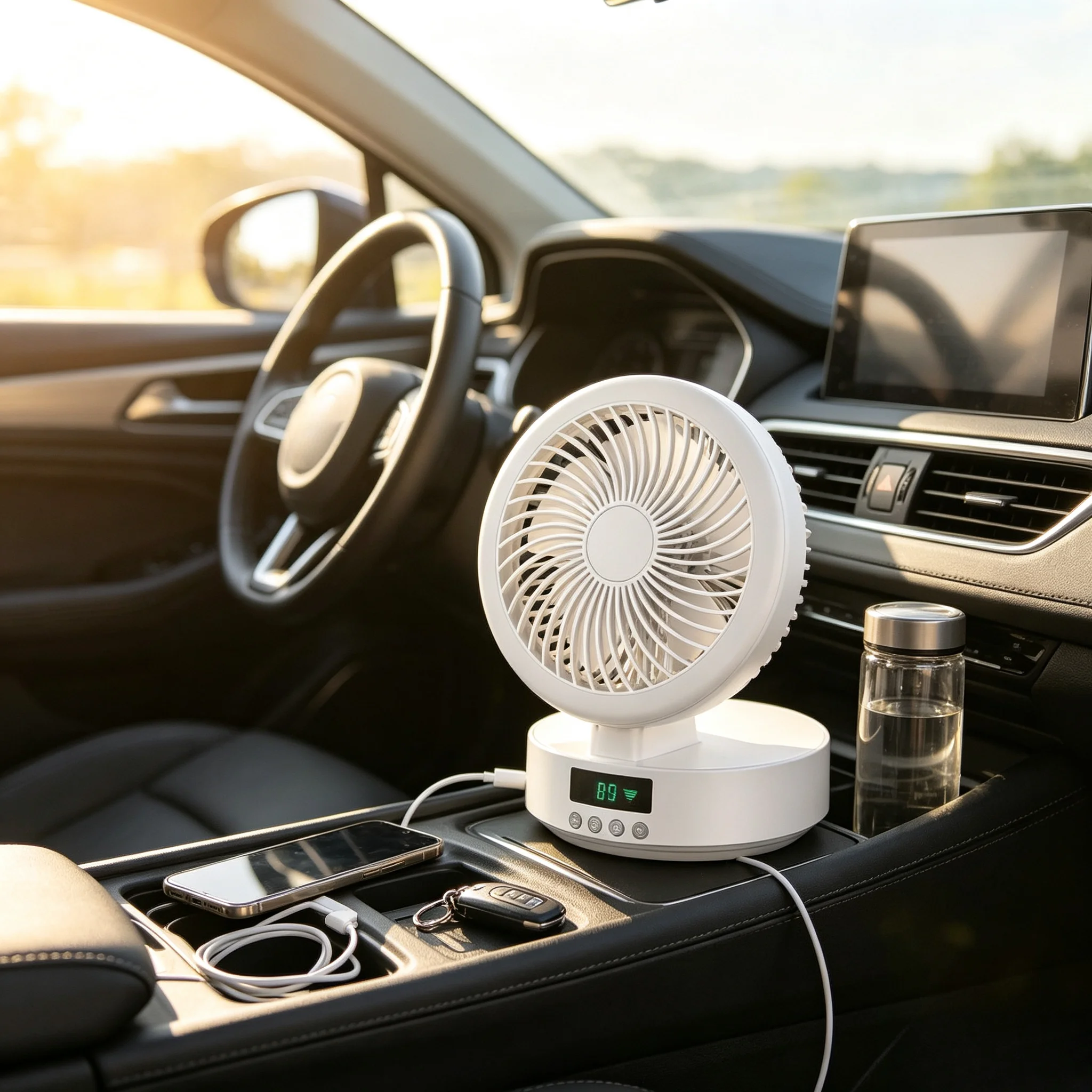 Portable Foldable Car Cooling Fan USB Charging Fan With Long Lasting Battery For Car Interior Travel Bedroom Dorm Use