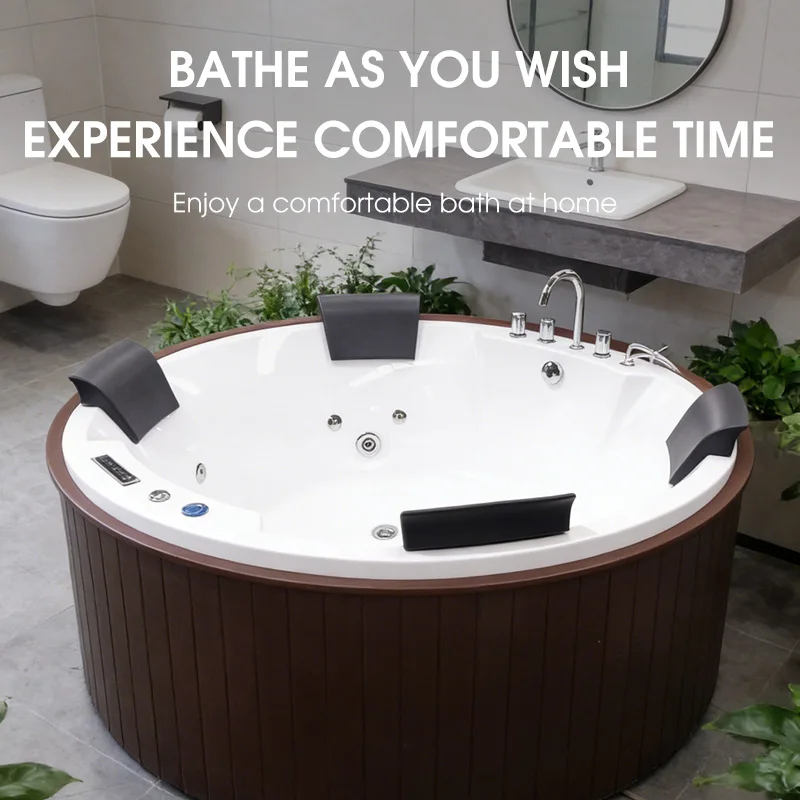 Round Shape Modern Outdoor 4 Person Hot Tub Spa Pool Massage Bathtub with Seats Light Spa Jacuzzier for Hotel Villa