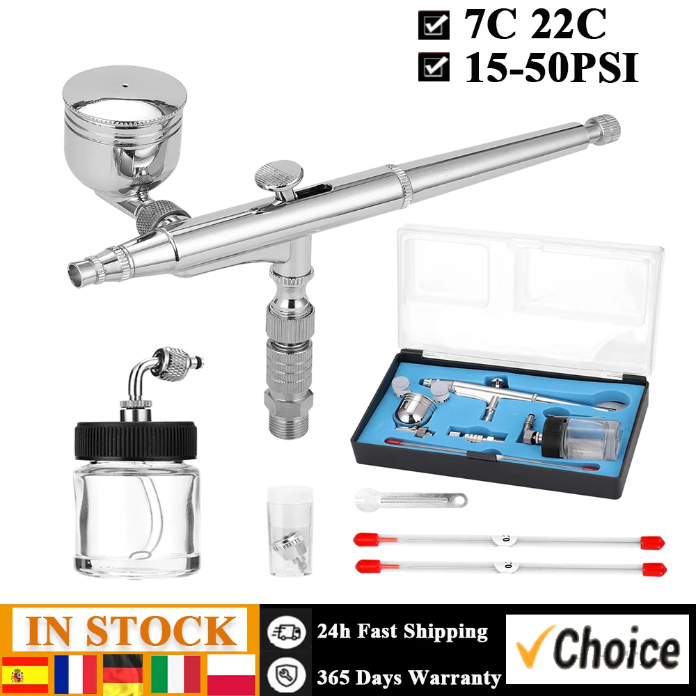 Professional Airbrush Set for Model Making Art Painting with G1/8 Adapter Wrentch 2 Fluid Cups 2Needles 2 Nozzles