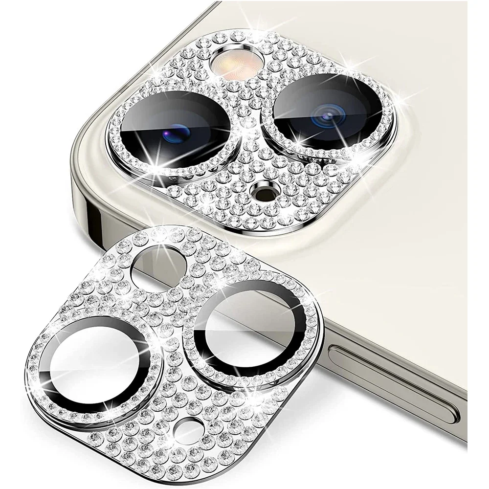 

Glitter Diamond Camera Lens Protection Cover For IPhone 14 15 16Plus 17 Pro Max 14Pro 13Pro Glass Protector Accessories