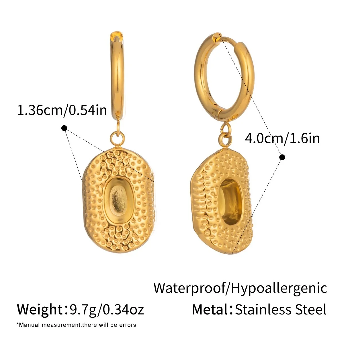 Vintage Trendy Cowboy Hat Drop Earrings, Stainless Steel Vacuum Plated Metal Ear Jewelry, Stylish Studs for Women