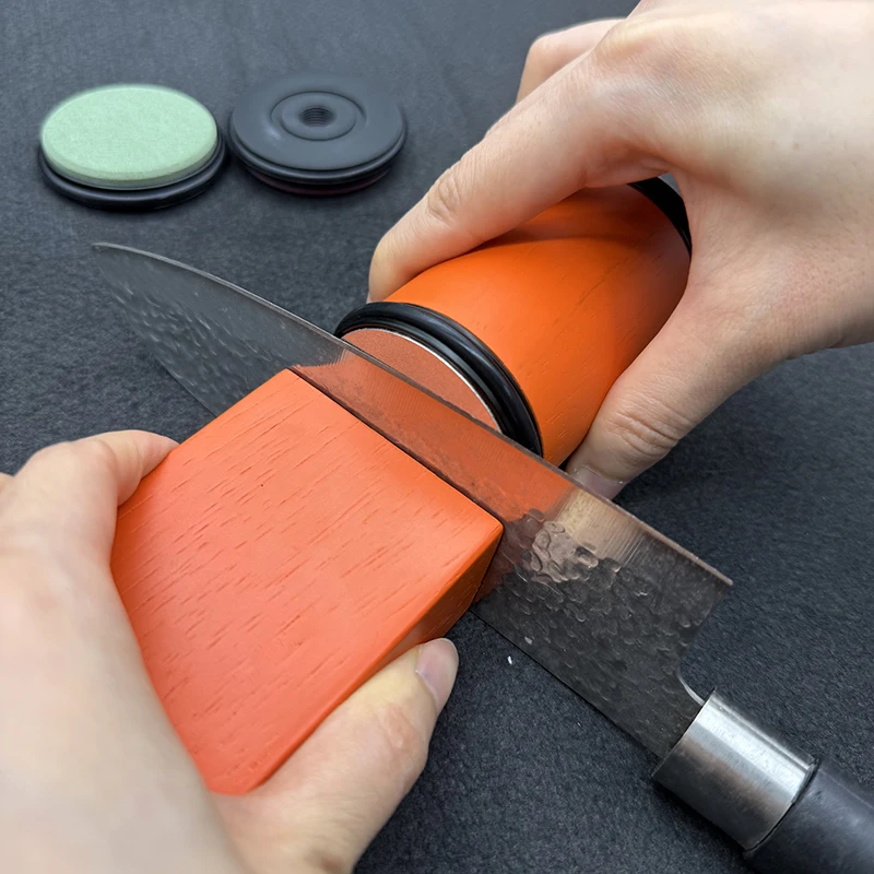 

Hot-orange 15/20° Roller Sharpener Non-slip Base Diamond Grinding Disc Jade Fine Sharpening Household Sharpening System NEW