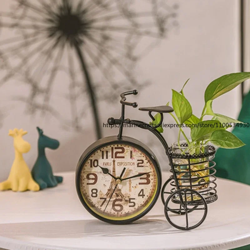 

Living Room Bedside Clock Wrought Iron Ornaments Bedroom Silent Clock Decoration Creative Study Table Decoration