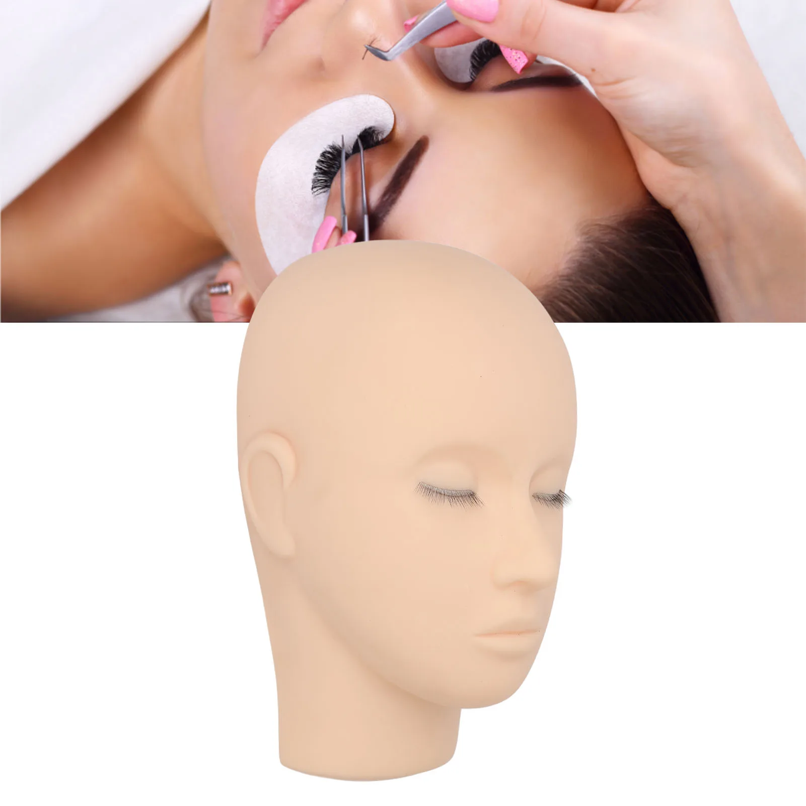 Eyelash Practice Head High Simulation Lash Mannequin Head High Density Easy To Clean 3 Layers Silicone Multi Purpose for Salon