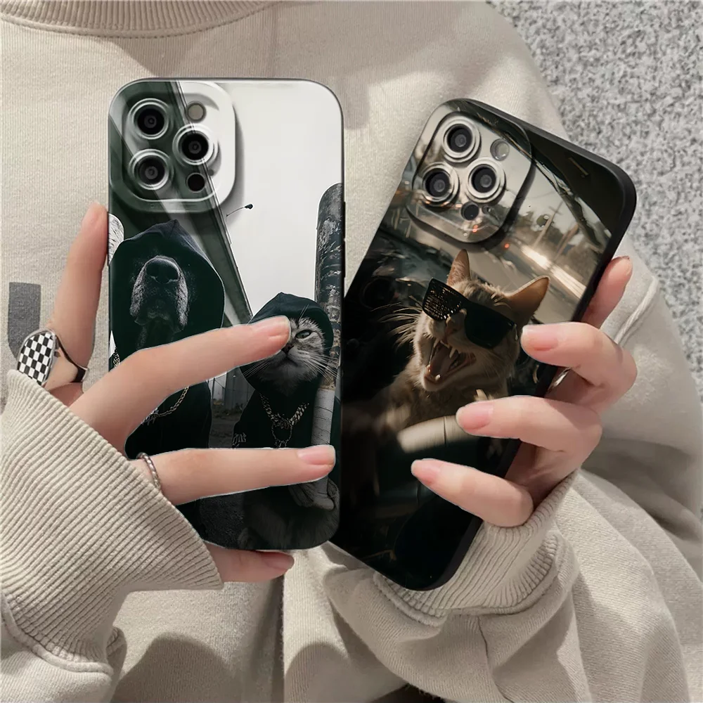 Crazy Racing Cat meme Lustige Silikonhüllen für iPhone 17 16 15 14 Pro Max Plus Hülle iPhone 13 12 11 7 8 XS XR Stoßfeste Coque – Detail 3