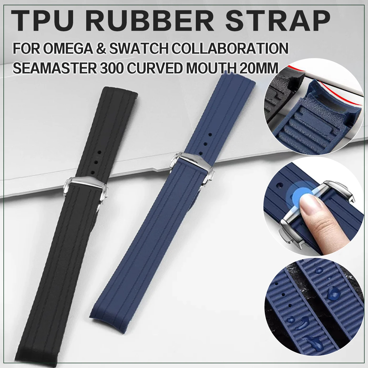 

TPUrubberstrap20 мм Omega Seamaster 300 series водостойкий резиновый силиконовый ремешок для часов для мужчин и женщин с изогнутым интерфейсом