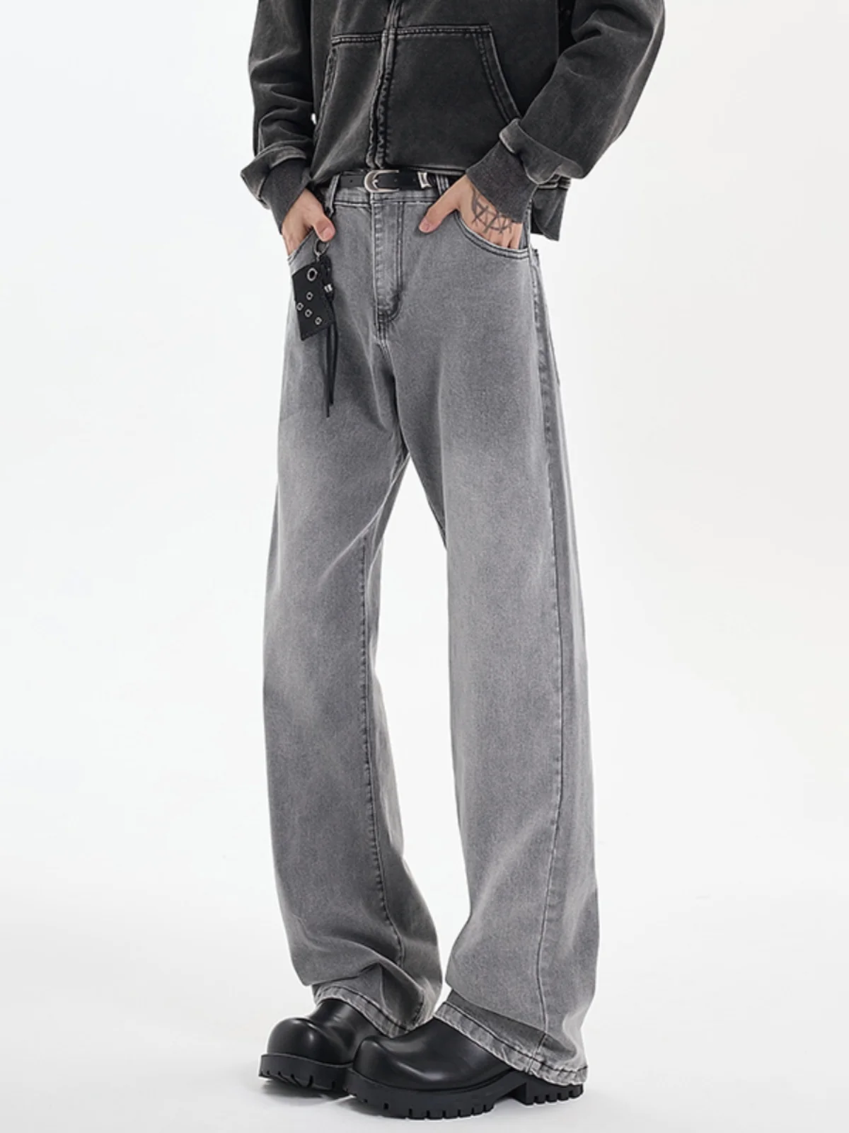 

Мужские джинсы Waed Bootcut Paris: модные прямые брюки в американском уличном стиле, молодежные, свободного кроя, из хлопка и полиэстера