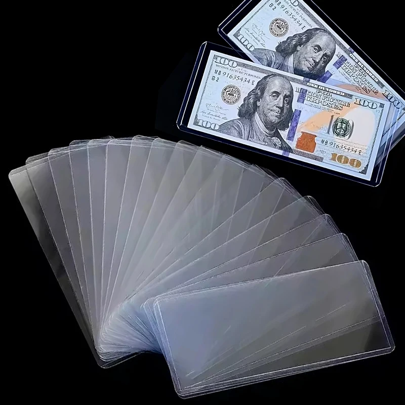 16PCS/Set Plastic Cash Sleeves for Collector Durable Transparent Currency Protectors for Vintage Bill Storage and Displaying ZYF
