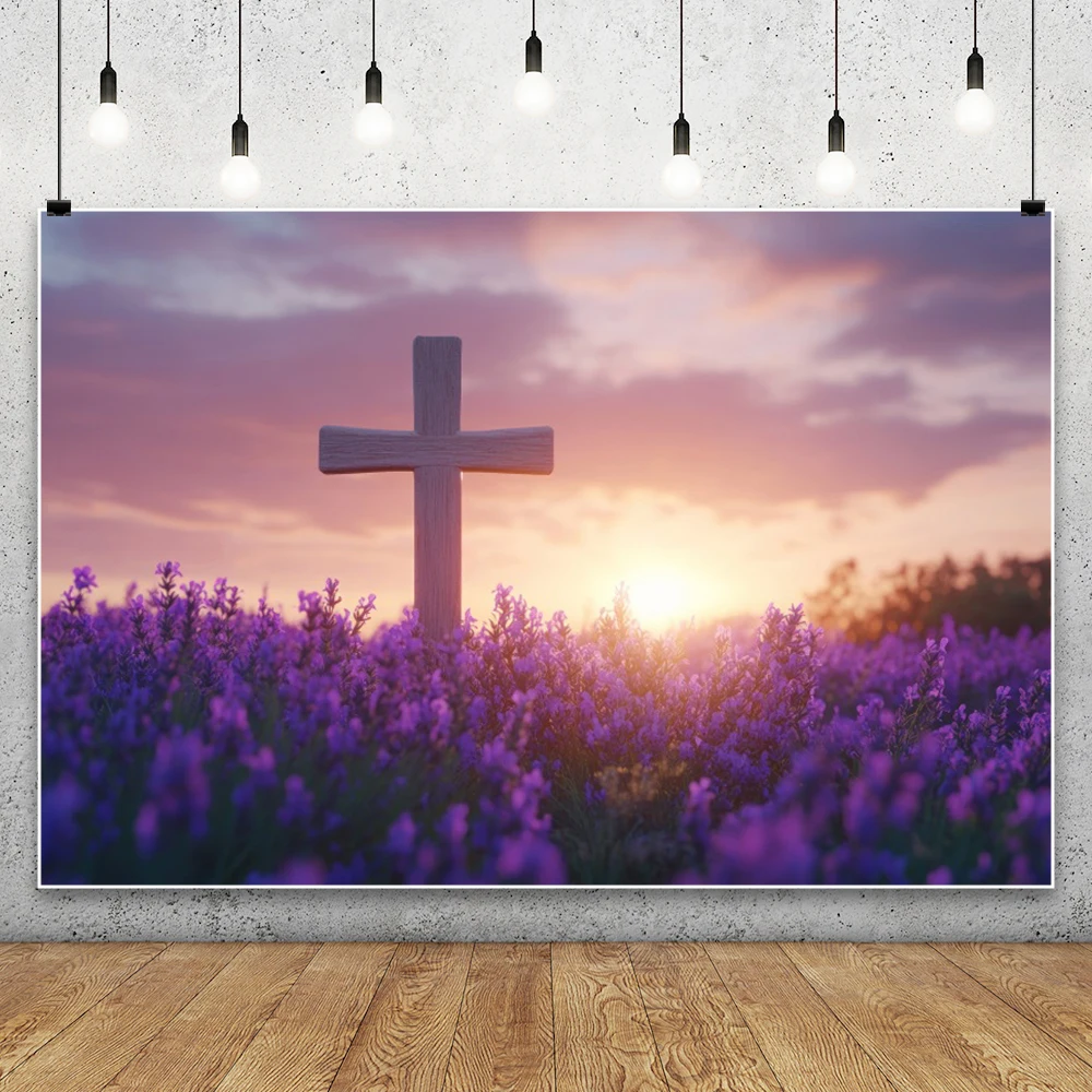 Spring Easter Backdrop Photography Verbena Resurrection of Jesus Holy Cross Party Decor Background Photozone Photo Studio Props