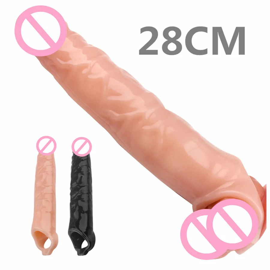 Male Penis Extender Sleeve Reusable Condoms Sex Toys for Men Cock Extension Sex Products Prostate Massager Cock Ring Enlargement