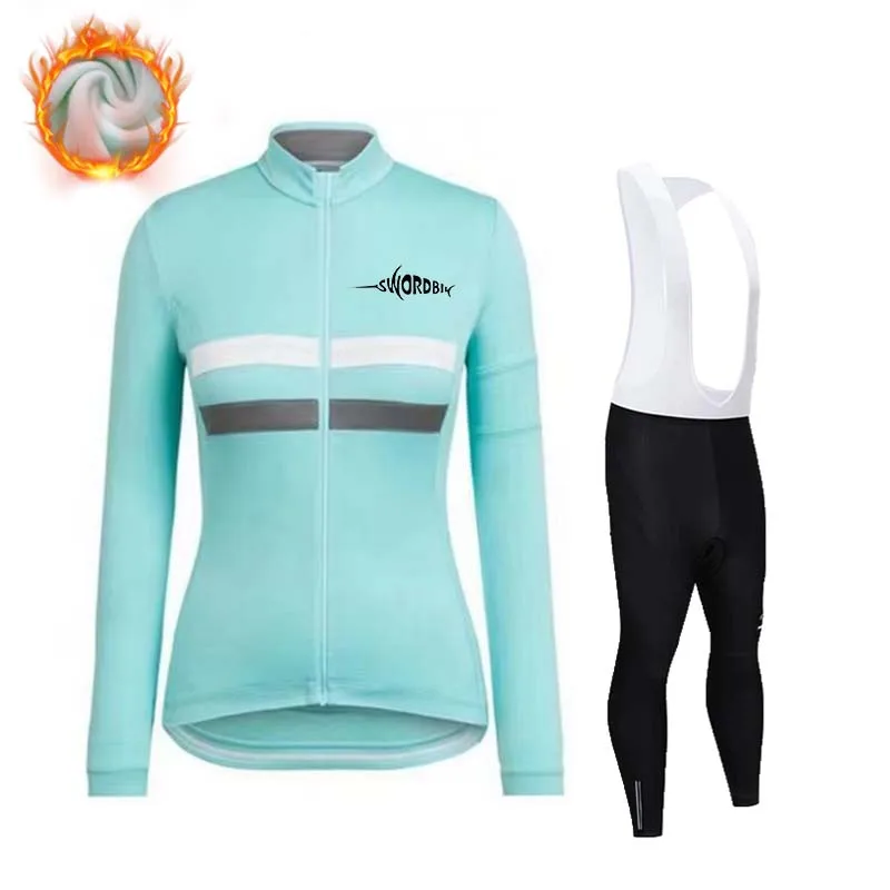 Thermal Cycling Jersey Sets for Women, Bike Clothing, MTB Uniform, Long Sleeve, Winter and Autumn, 2023