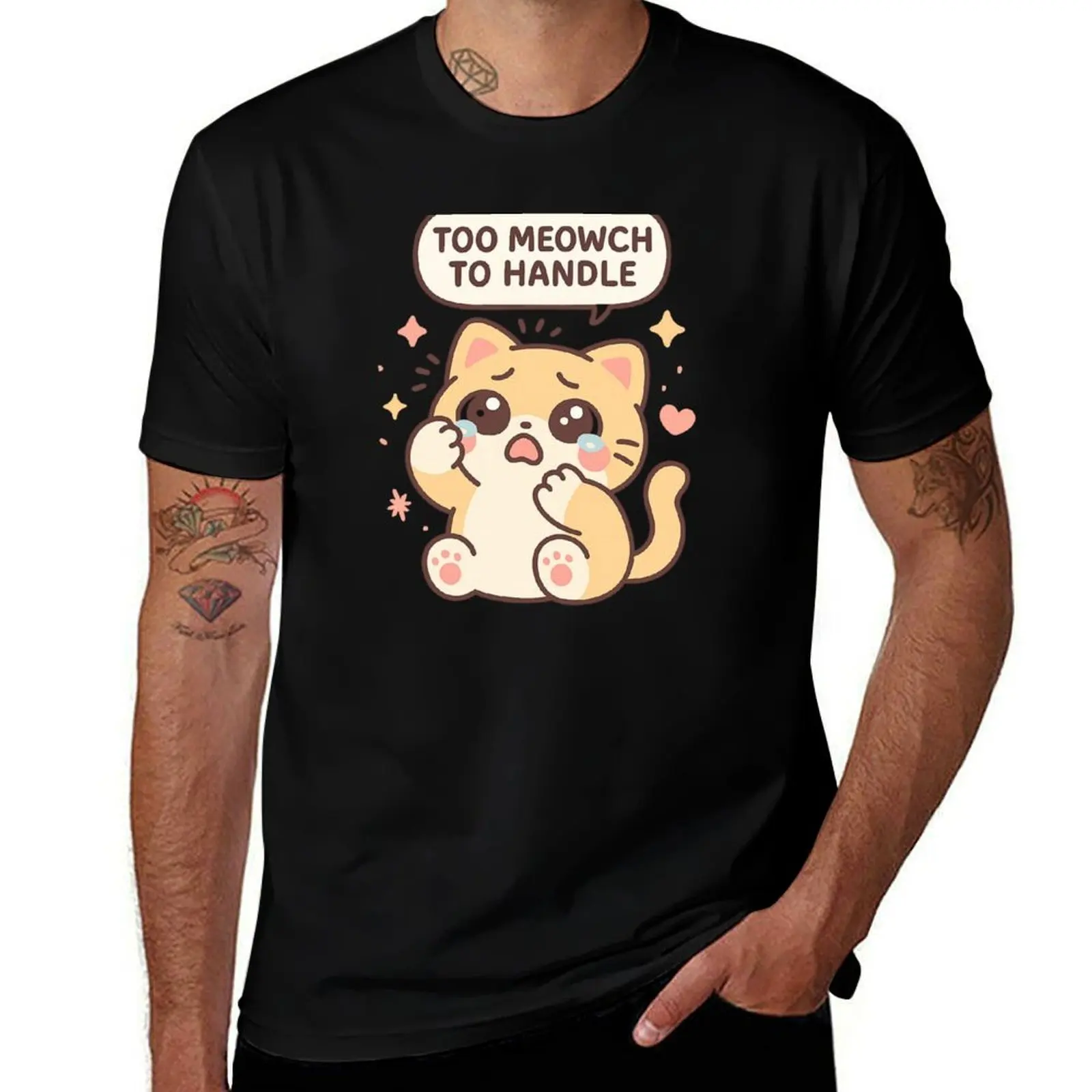 

Kawaii Cat Crying ‘Too Meowch to Handle’ – Funny Cute Emotional Cartoon Design” T-Shirt valentines clothes t shirts for men pack