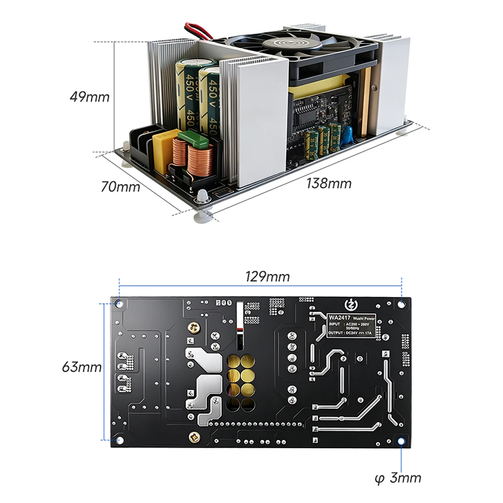 400W LLC Schaltnetzteil AC 220V zu DC 24V Hocheffizient Geräuscharmes Design für Verstärker und Subwoofer – Detail 17