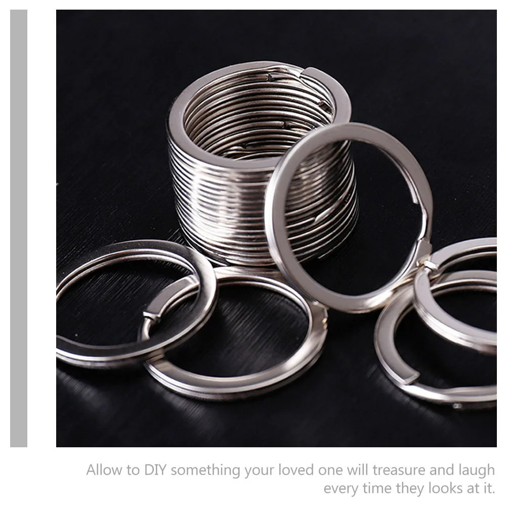 100 قطعة حلقات المفاتيح المستديرة حلقة سبليت الحديد القوية استبدال أسلوب بسيط سلسلة المفاتيح الثقيلة للاستخدام اليومي حلقة رئيسية